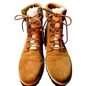 Time & True 9 Men's Insulated Fur Water Resistant Combat Boots Memory Foam Shoes